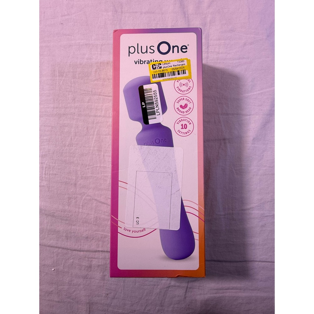 plusOne Vibrating Wand Women Purple NEW -  Open Box Rechargeable 10 Settings